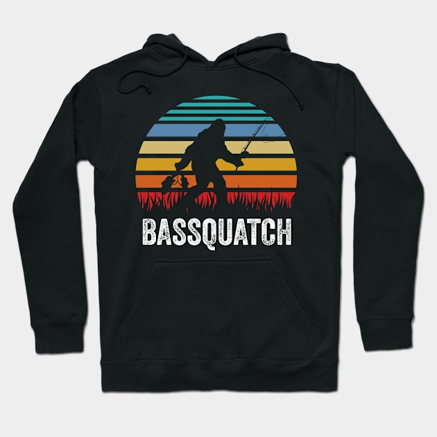 Bassquatch Bass Fishing Sasquatch Vintage Gift Hoodie by swissles